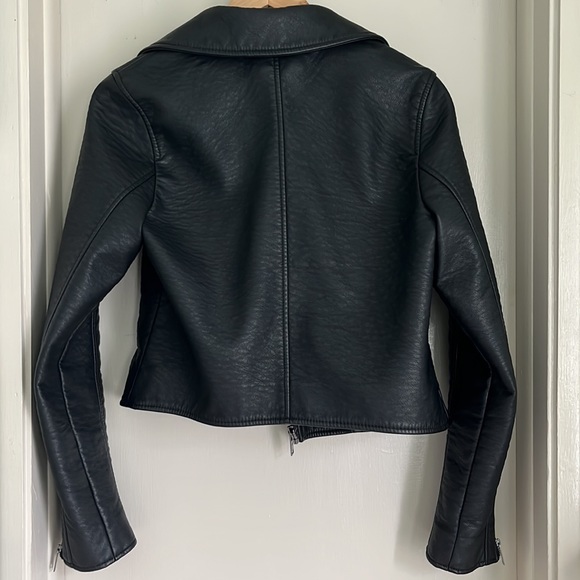 A+F Vegan leather black moto jacket - Picture 4 of 4